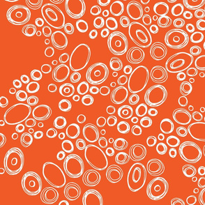 Circles Hand Drawn Organic Symmetry Orange White Home Decor Wallpaper Pillows 