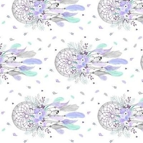 Girly Dream Catchers – Lavender Purple Mint Gray Feathers Baby Girls Nursery GingerLous SMALL SCALE C ROTATED