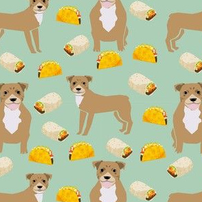 pitbull taco fabric - fawn pitbull fabric, dog taco fabric, taco fabric, dogs and burritos design - mint