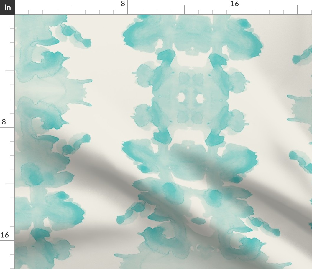 Aqua on Cream double inkblot