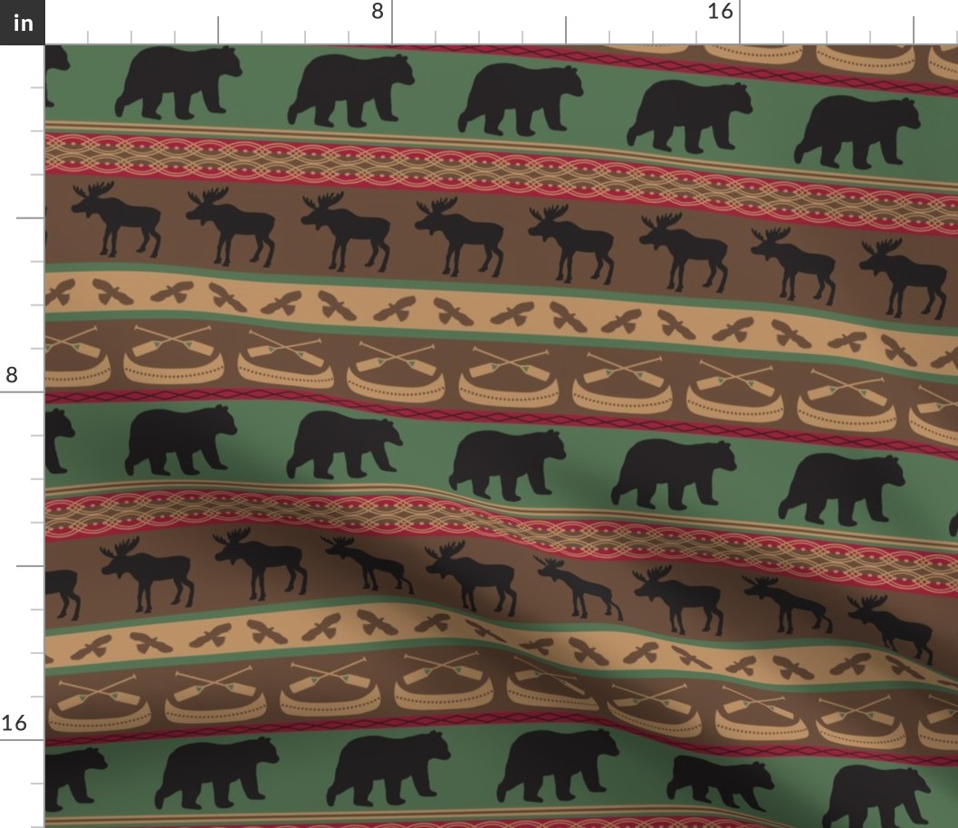 Moose Bears Canoe Stripe Large