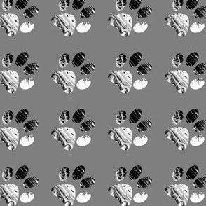 Gray Puppy Paw Print Fabric