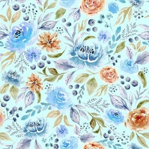 Floral Watercolor Garden V01 Light Blue