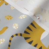 tigers and leaves - grey