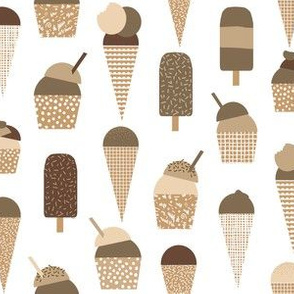 ice cream fabric - summer fabric, ice-cream cone fabric, ice creams, popsicle, summer foods fabric, - chocolates