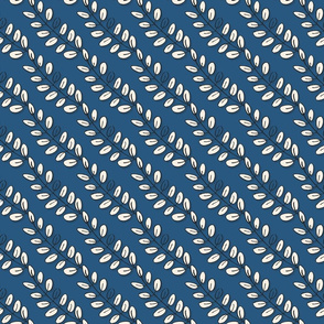 lines of acacia leaves on blue