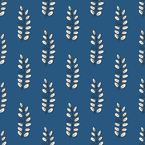 vertical acacia leaves on blue