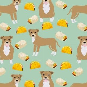pitbull taco fabric - fawn pitbull fabric, dog taco fabric, taco fabric, dogs and burritos design - mint
