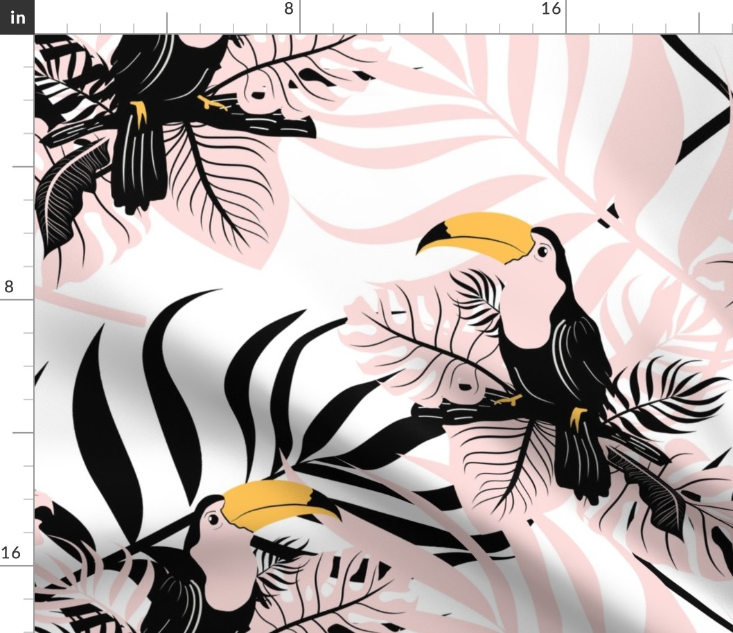 Toucans in Pink and Black Paradise