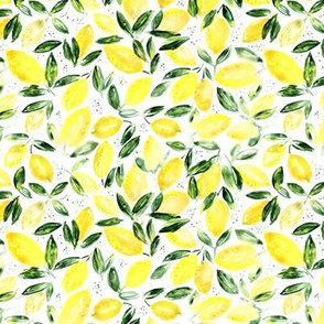 So luscious lemons, smaller scale || watercolor summer pattern