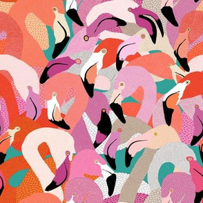 Flamingoes in Spring Hues - LARGE