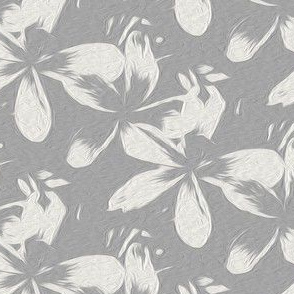 frangipani - gray - large - painting effect