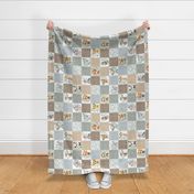 4 1/2" Wild Animals Blanket – Jungle Safari Cheater Quilt (brown gray) rotated