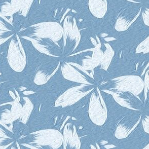 frangipani - blue - large - painting effect