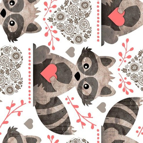 Raccoon's Valentine - Coral - Large Scale Client Requested ROTATED