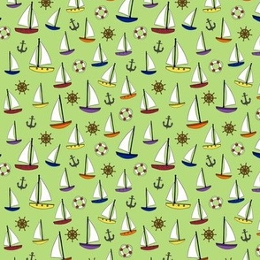 Sailboats on Pale Green - small scale