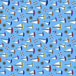 Sailboats on Light Blue - rotated - small scale