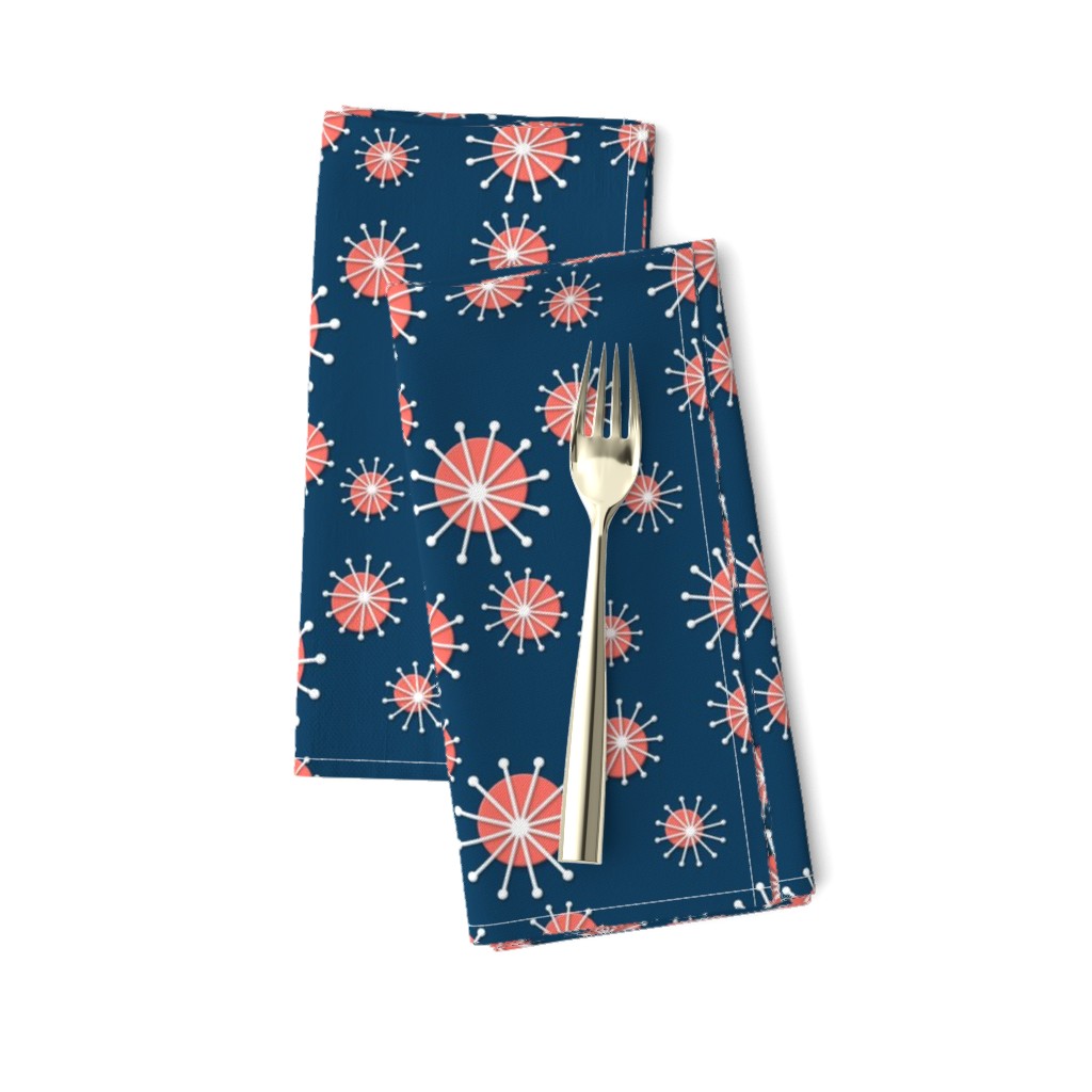 retro sun bursts navy and coral