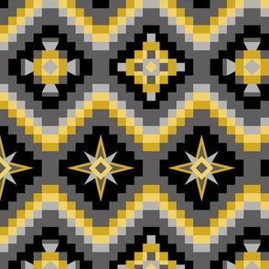 Aztec in black, grays and yellow