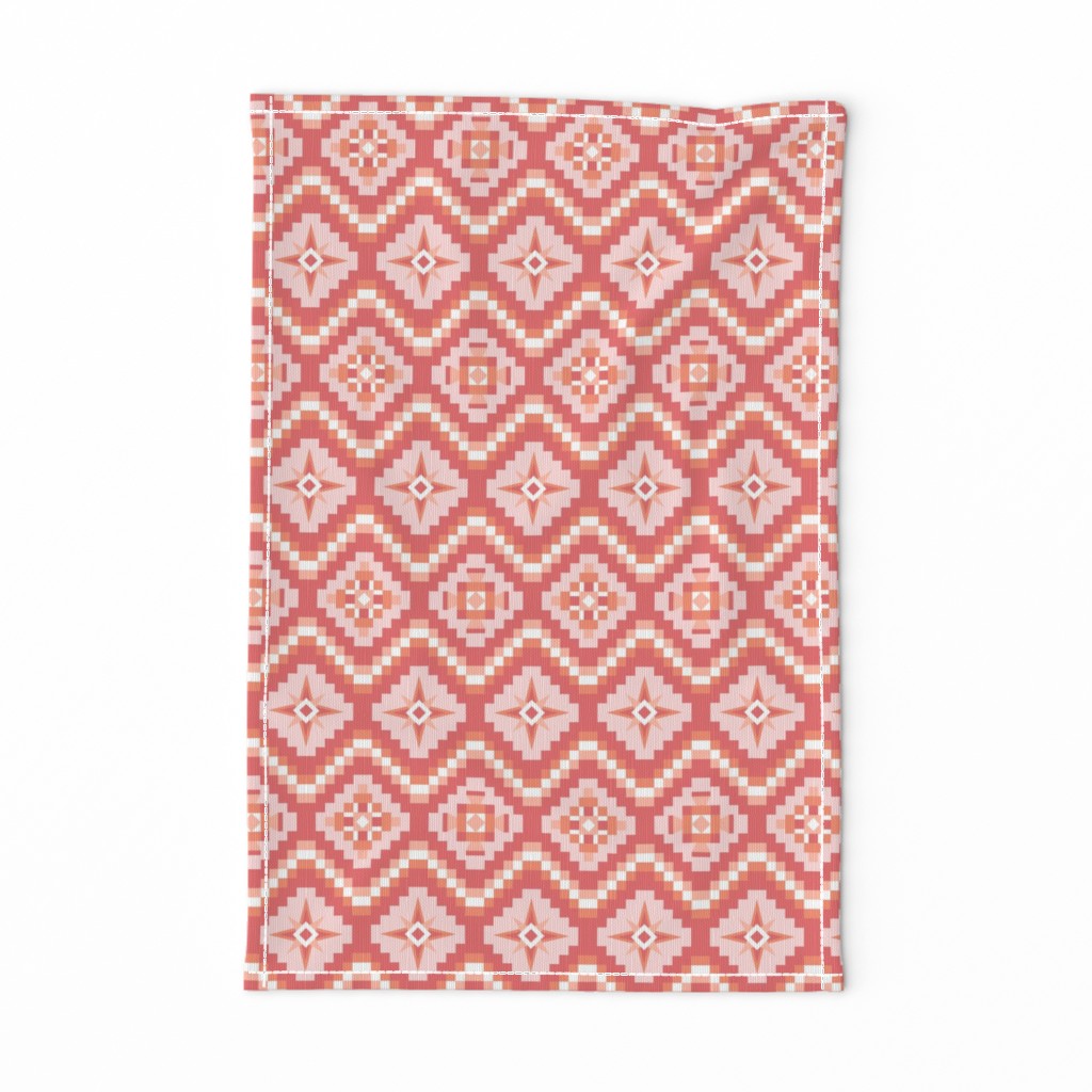 Aztec in coral peach pink