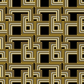 concentric squares black, mustard white