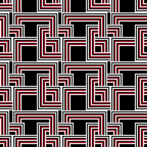 concentric squares black, red and white