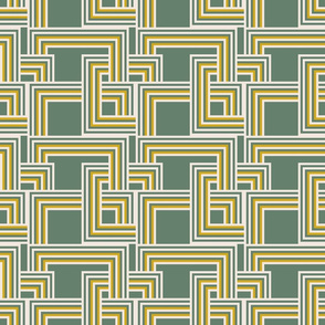 concentric squares olive, mustard and cream