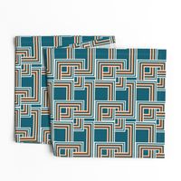 concentric squares teal, burnt orange, cream