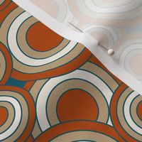 concentric circles teal, burnt orange, tan