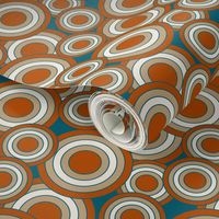 concentric circles teal, burnt orange, tan