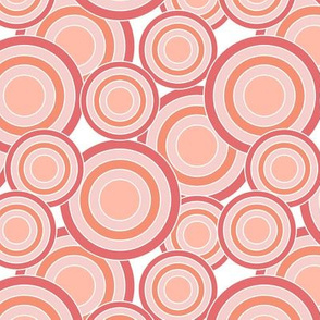 concentric circles coral peach pink on white