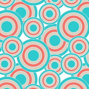 concentric circles coral turquoise tan