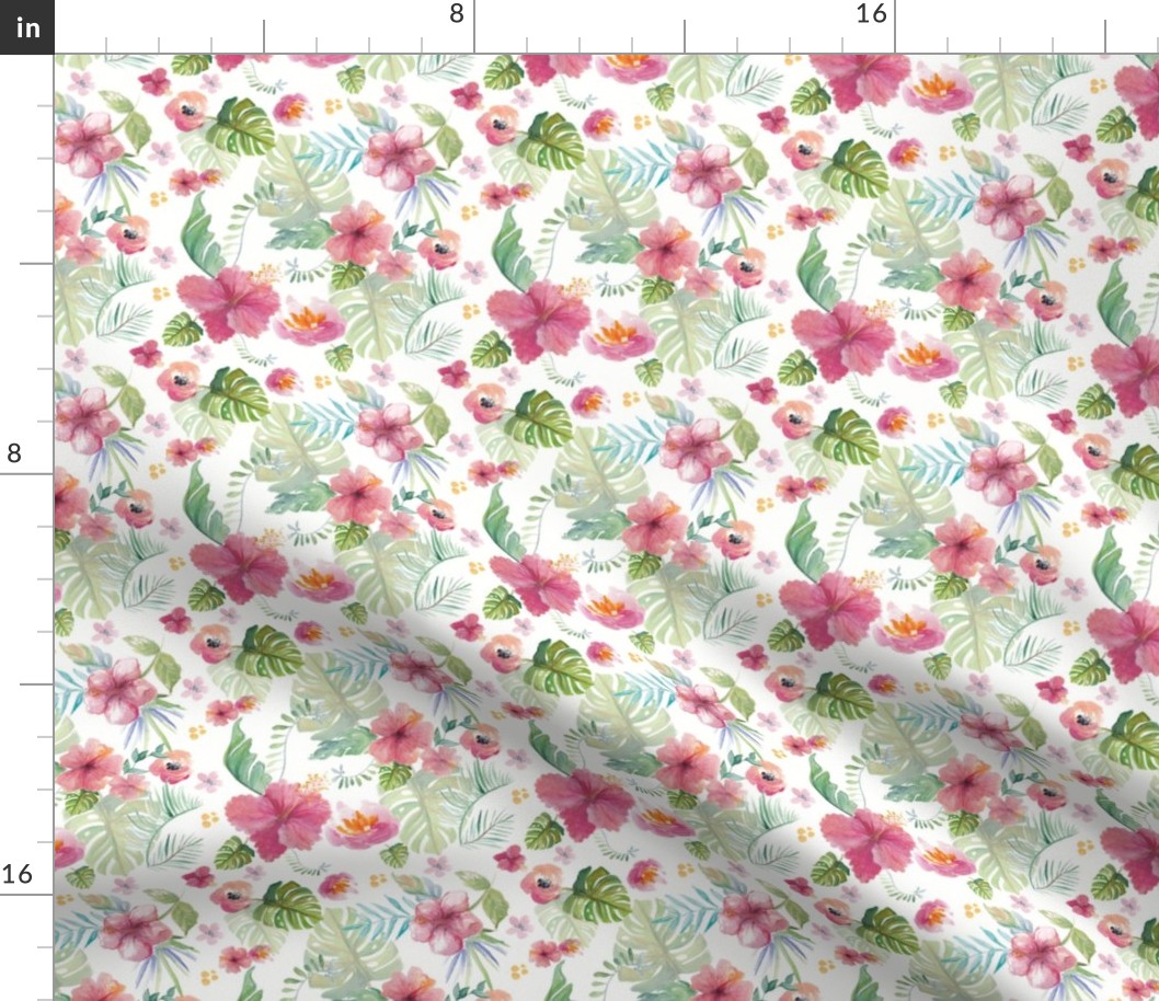 Watercolour Tropical Floral Fabric