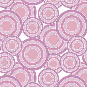 concentric circles pinks on white