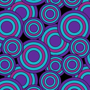 concentric circles purple, magenta, blue on black