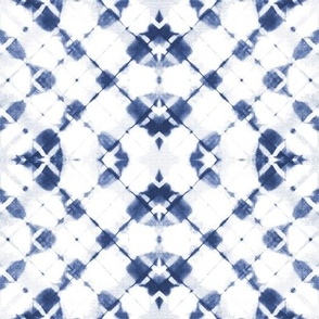 Squares and spots, blue indigo and white shibori