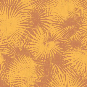 palm leaves in yellow and ochre on linen