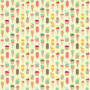 MINI  - ice cream fabric - summer fabric, ice-cream cone fabric, ice creams, popsicle, summer foods fabric, - blue