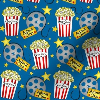 VIP Movie Night / Theater Pop-Corn on blue   