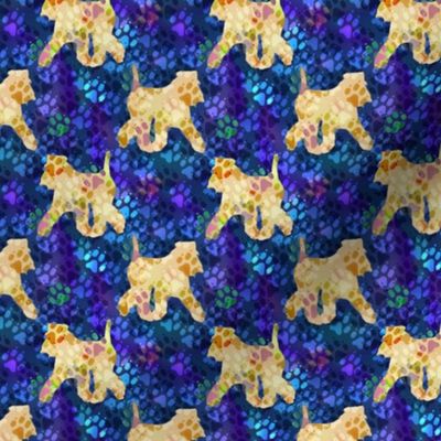 Cosmic trotting Welsh Terrier - night