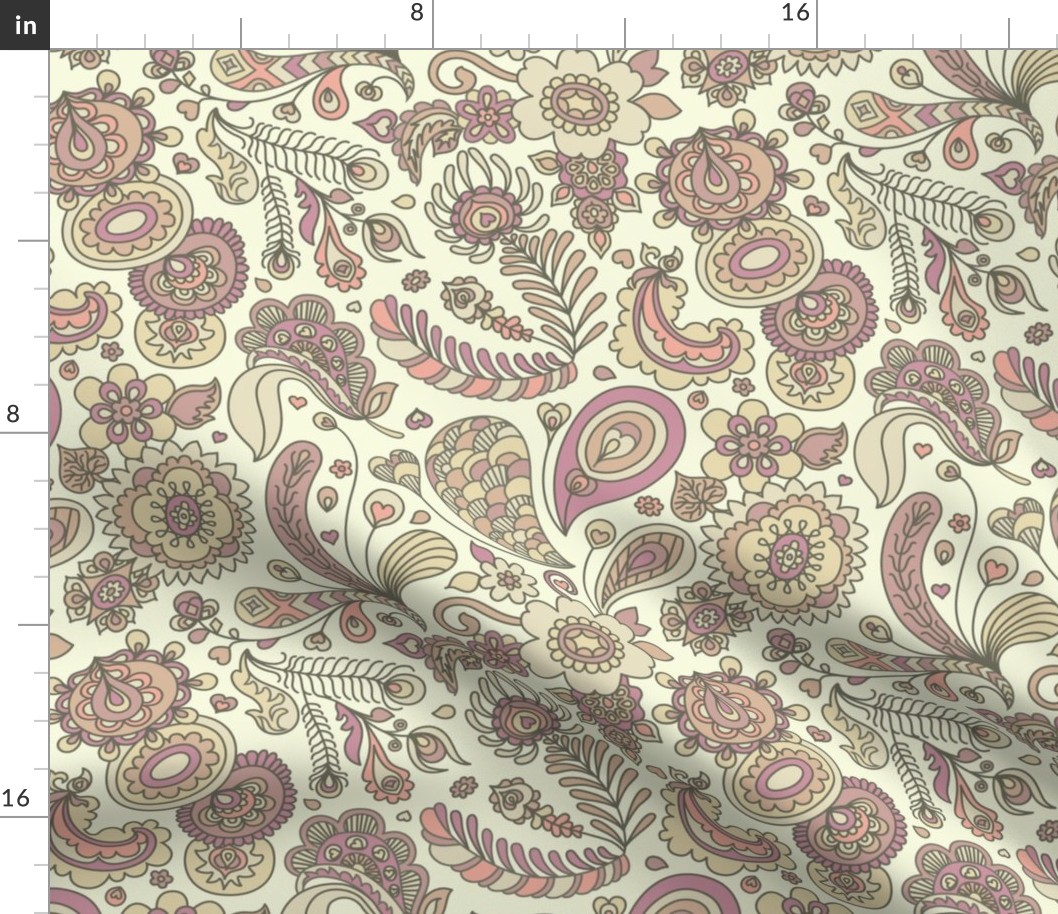 Henna Feather Paisley Modern Pattern