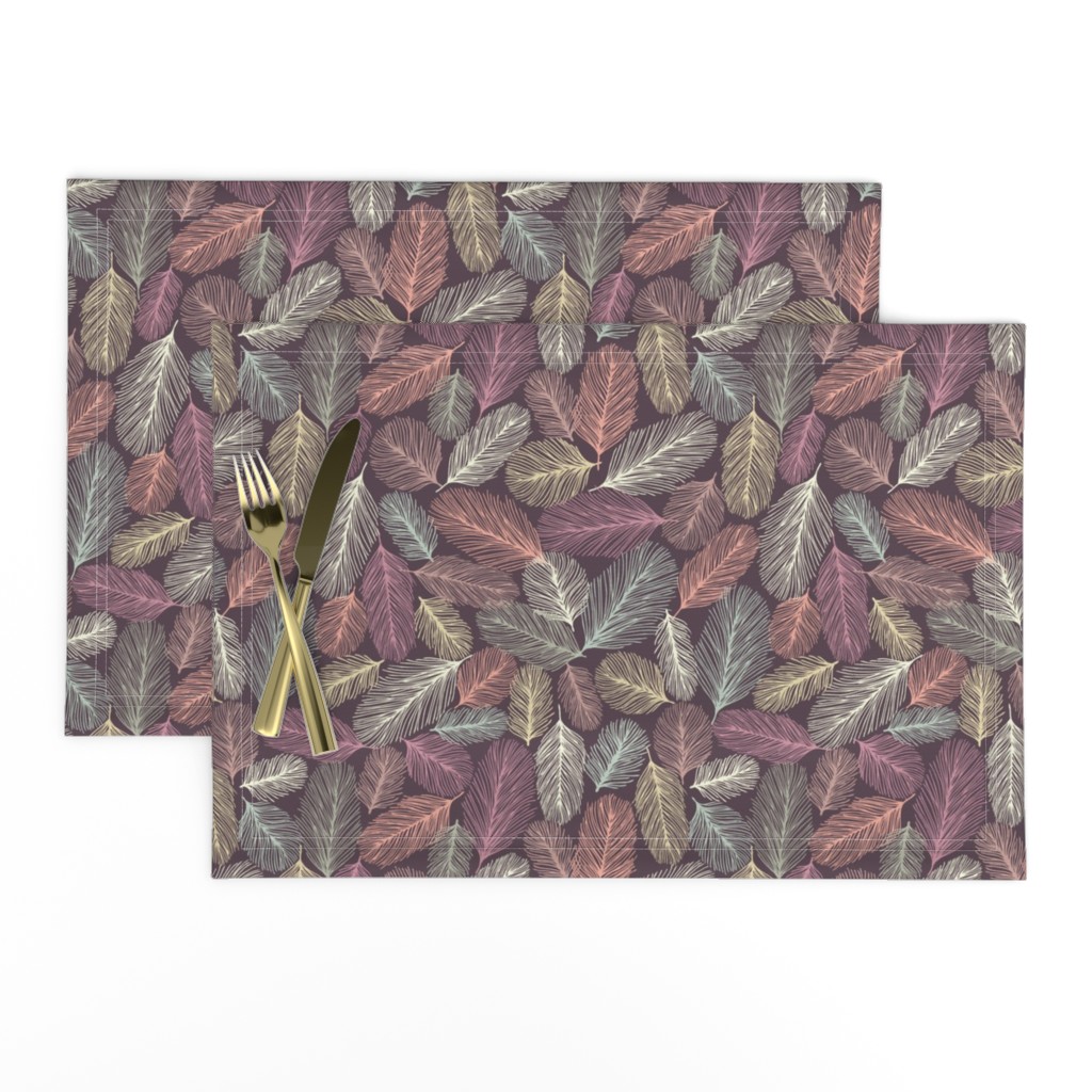 Illustrated Feathers Dark Purple