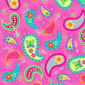 Paisley Hot Pink Fuchsia Medium