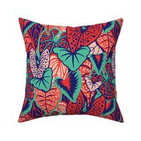 Tropical Foliage (medium) - Red/Blue