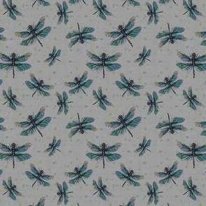 Dragonfly Dance Small Print on Gray