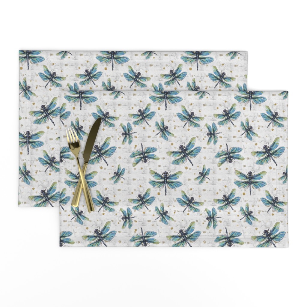 Dragonfly Dance Large Print Blue & White n 