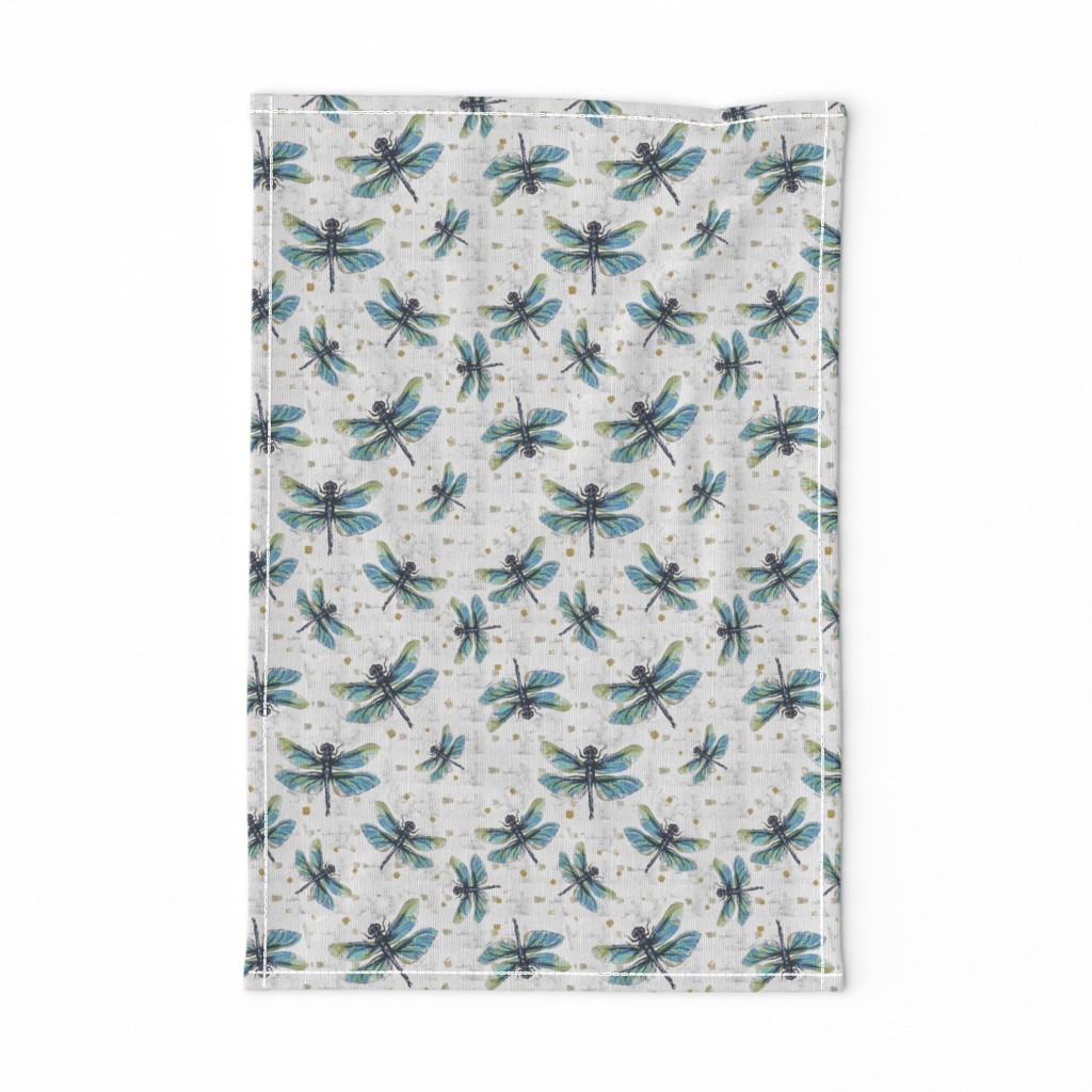 Dragonfly Dance Large Print Blue & White n 