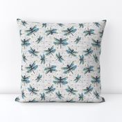 Dragonfly Dance Large Print Blue & White n 