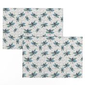 Dragonfly Dance Large Print Blue & White n 