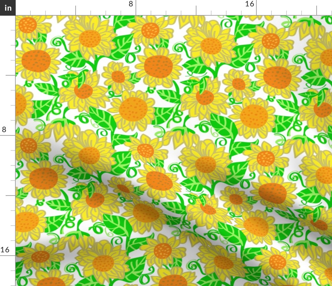 Tiny graphic sunflowers white